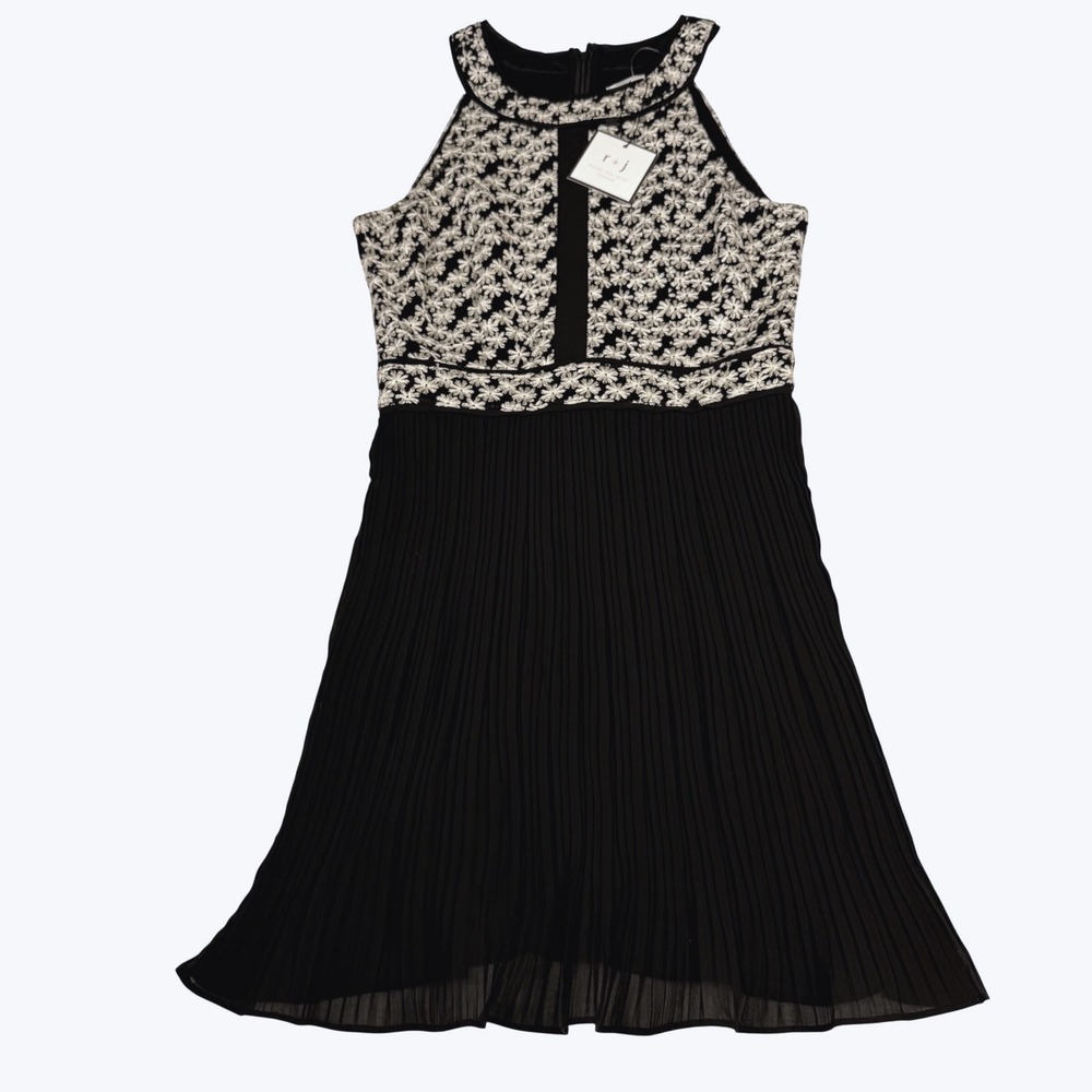 Romeo a Juliet Couture Dress M Black Pleated Embroidery Homecoming wedding guest
